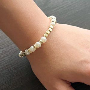 Gold and Pearl Beaded Bracelet